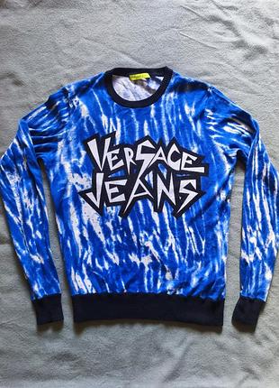 Лонгслів чоловічий versace jeans синій з принтом xs/s