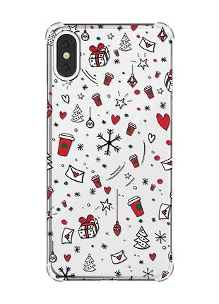 Чехол с утолщёнными углами на iphone x/xs :: новогодний фон (принт 182)