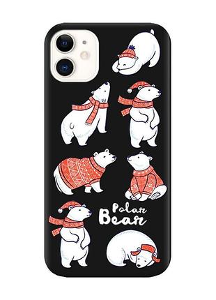 Матовый черный чехол на apple iphone 11 (6.1) :: мишки (принт 145_1)
