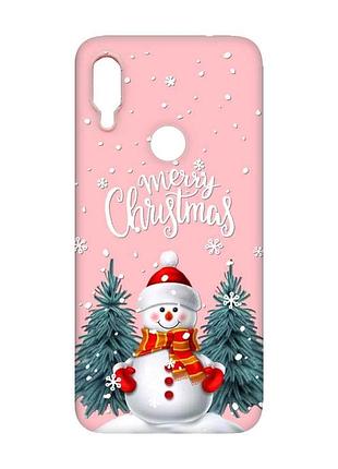 Матовий рожевий чохол на xiaomi redmi note 7 / note 7 pro сніговик (принт 152)