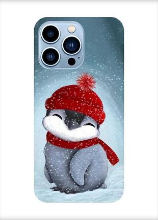 Чехол на iphone 13 pro max пингвинёнок в шапочке (принт 157)