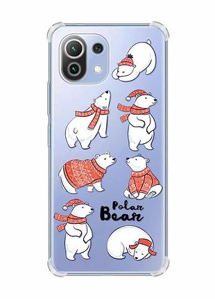 Чехол с утолщёнными углами на xiaomi mi 11 lite :: мишки (принт 145)