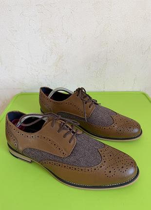 Шкіряні чоловічі туфлі броги house of cavani horatio tan tweed (розмір 42 / uk 8)