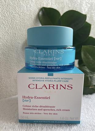 Зволожуючий та зміцнюючий денний крем hydra-essentiel [ha²] silky cream clarins, 50ml