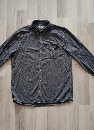 Серая меланжевая мужская рубашка бренда next в размере xl из линейки "laundered shirt"