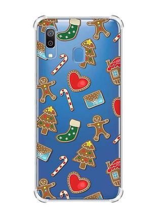 Чохол з потовщеними кутами на samsung galaxy a30 (2019) / a20 (2019) різдвяний фон (принт 181)