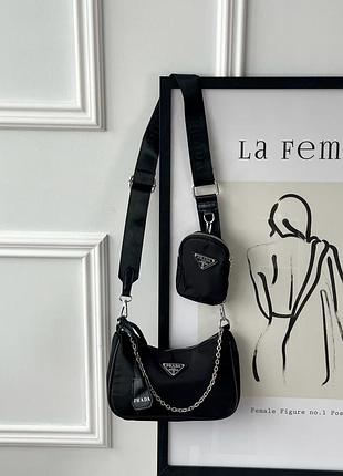 Классическая женская сумочка prada брендовая багетная сумка через плечо для девушки городская сумка багет прада для женщины