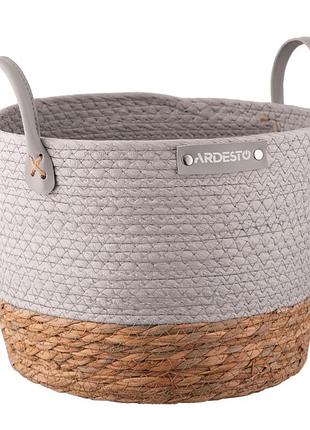 Кошик ardesto minimalism 28х28х22см, паперовий шпагат, рогожка, сірий