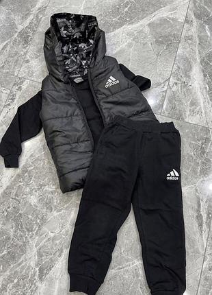 Спортивний костюм трійка для хлопчика adidas чорний 92