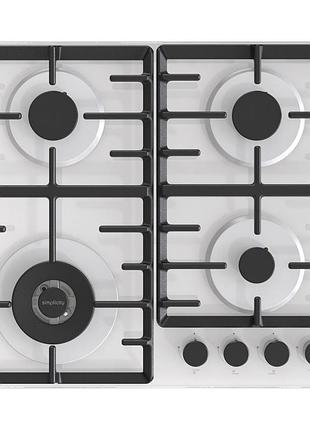 Варочная поверхность gorenje газовая на стекле, 60см, чугун, белый