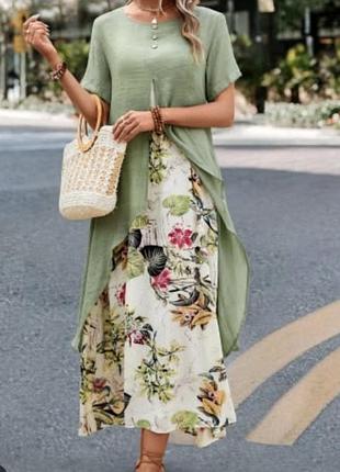 Комфортное с карманами и накидкой платье 👗 большого размера