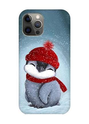 Чехол на iphone 12 pro max пингвинёнок в шапочке (принт 157)