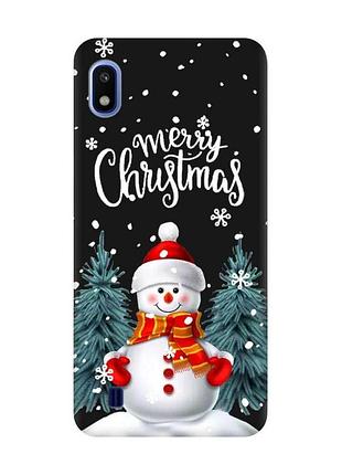 Матовий чорний чохол на samsung galaxy a10 (2019) a105 сніговик (принт 152)