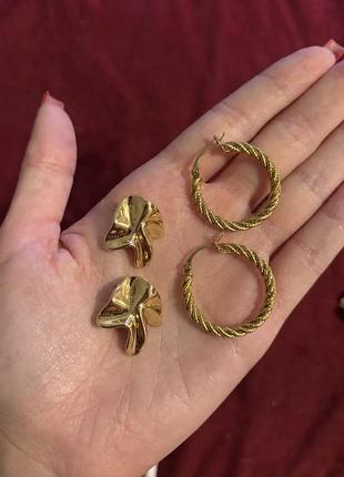 Сережки для жінок з позолотою 2 пари