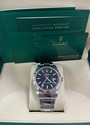 Rolex datejust 41 stainless steel & white gold - black index dial - fluted bezel (ref# 126334)