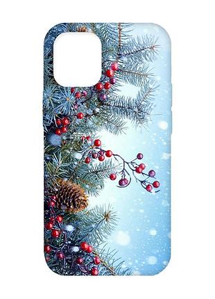 Матовый чехол с бирюзовыми боками на iphone 12 / 12 pro (6.1) :: зимний фон (принт 167)