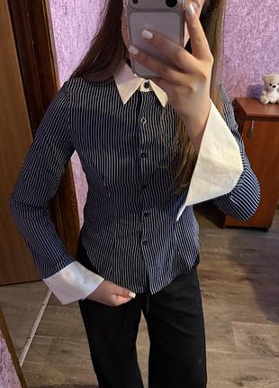 Сорочка жіноча офісна приталена в смужку