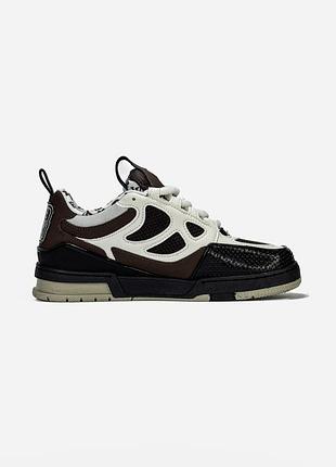 Біло-чорні кросівки унісекс louis vuitton skate white brown black х луї віттон 42
