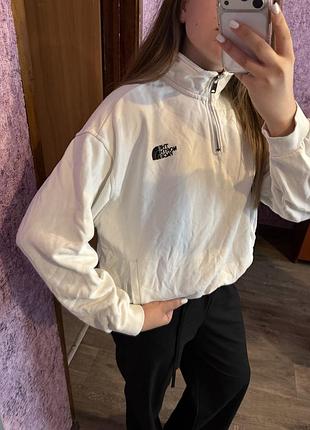 Світшот жіночий the north face білий з блискавкою