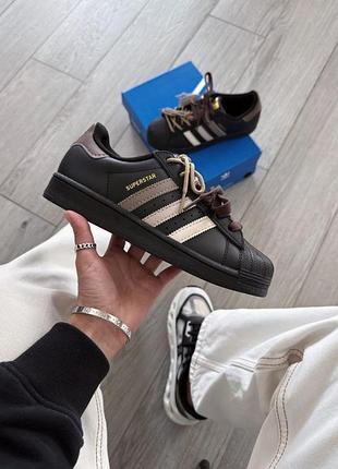 Женские кроссовки adidas superstar custom laces black / smb+ 🔗