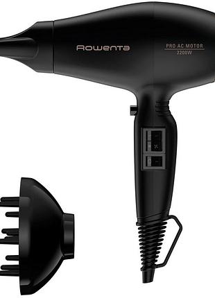 Фен rowenta compact pro+, 2200вт, 2 режими, дифузор, іоніз-я, хол. обдув, чорний
