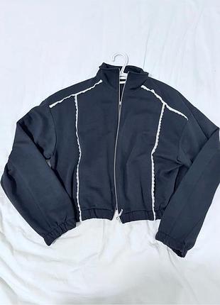 Жіноча спортивна кофта світшот з мереживом на блискавці zara розмір s