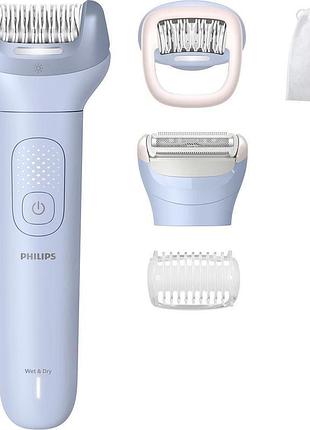 Эпилятор philips series 8000 дисковый, аккумул, пинцет.-32, влага.+сух, насадок-4, чехол бело-голубой