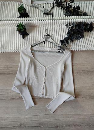 Лонгслів на ґудзиках кардиган рубчик з вирізом h&m p xs