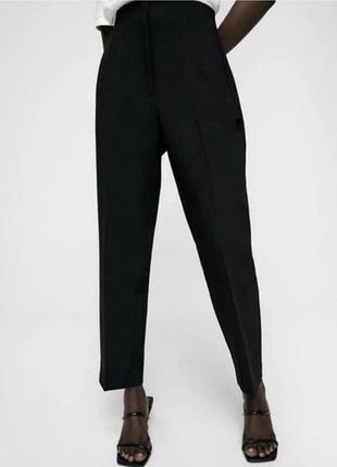 Чорні брюки з високою посадкою, zara, s