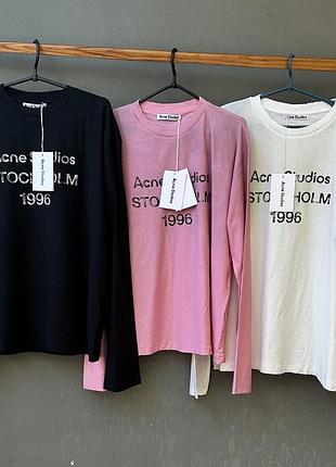 Лонгслів жіночий acne studios чорний, рожевий, білий