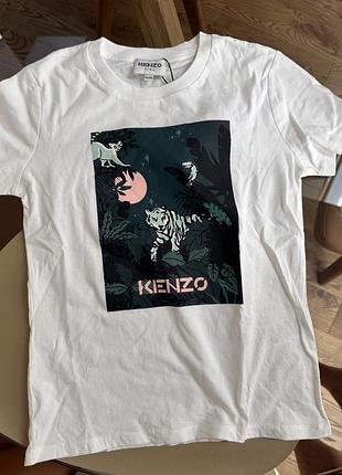 Футболка для підлітків kenzo біла з тваринним принтом