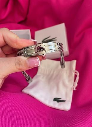Чоловічий браслет lacoste — сріблястий, нержавіюча сталь 316l, плетений дизайн, стильний аксесуар