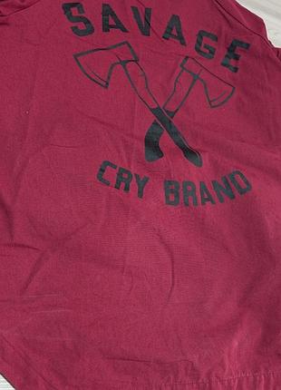 Куртка чоловіча savage cry brand анорак,  оверсайз бордовий розмір m худі, спортивна кофта, вітровка,  кенгуру, вінтаж