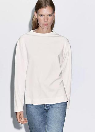 Белый базовый лонгслив оверсайз из плотного хлопка massimo dutti 
✨✨✨✨✨✨✨✨✨✨