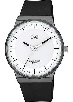 Мужские часы q&q qb06j501y 42 мм чёрный полимерный ремешок водозащита 50 м белый циферблат