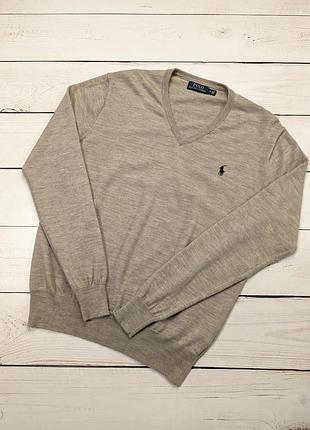 Мужской шерстяной пуловер polo ralph lauren оригинал легкий шерстяной свитер поло ральф лорен джемпер