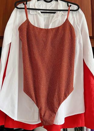 Бронзовий блискучий суцільний купальник calzedonia