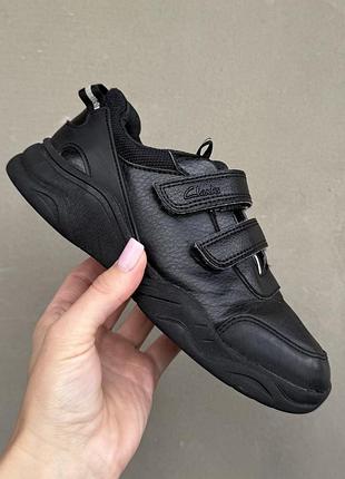 Кросівки clarks 32 р. 19,5 см, дитячі, чорні, на липучках