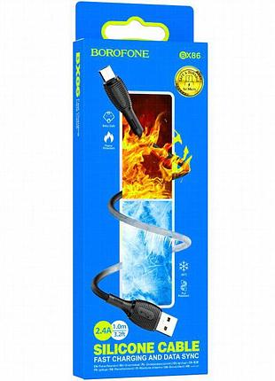 Дата кабель borofone bx86 advantage usb to microusb 2.4a (1m) black 2