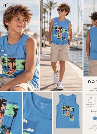 🌴 name it — стильна майка для хлопчика 🌴 розмір 146-152
