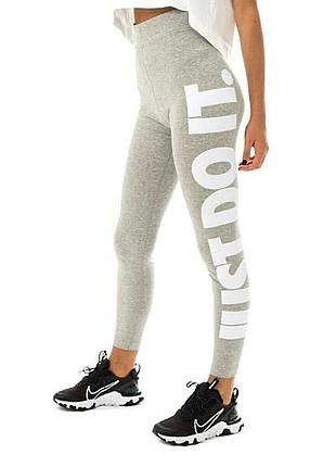 Лосіни жіночі nike sportswear essential сірі з написом