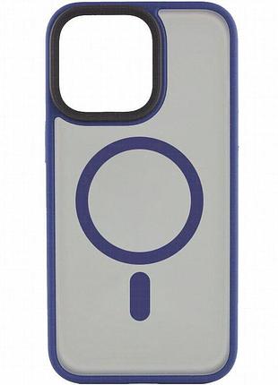 Tpu+pc чехол metal buttons with magnetic fit для apple iphone 15 pro (6.1") синий / navy blue