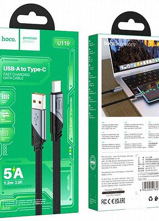 Дата кабель hoco u119 machine charging data usb to type-c 5a (1.2m) black 5