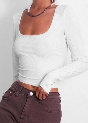 Білий лонгслів в рубчик h&m p s