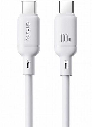 Дата кабель baseus silky series os fast charging type-c to type-c 100w (1m) (p10377704) moon white