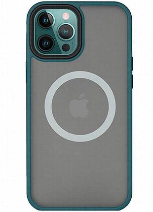 Tpu+pc чехол metal buttons with magnetic fit для apple iphone 13 pro (6.1") зеленый / dark green