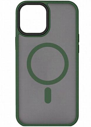 Tpu+pc чехол metal buttons with magnetic fit для apple iphone 15 (6.1") зеленый / dark green