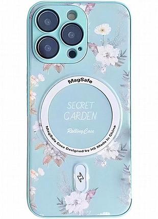 Tpu+pc чехол secret garden with magnetic fit для apple iphone 14 pro (6.1") mint