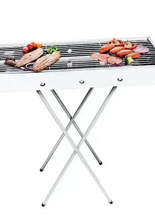 Переносний мангал барбекю гриль barbecue tray 770ss md-008 70х30х70 см з решіткою, металевий портативний мангал