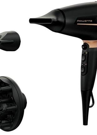 Фен rowenta pro expert, 2200вт, 3 режими, іоніз-я, дифузор, 2 концентратора, хол. обдув, чорний